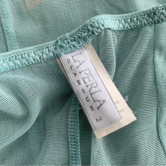 LA PERLA GLAMOUR Mint Mesh & Lace Slip Negligee - Picture 5 of 10